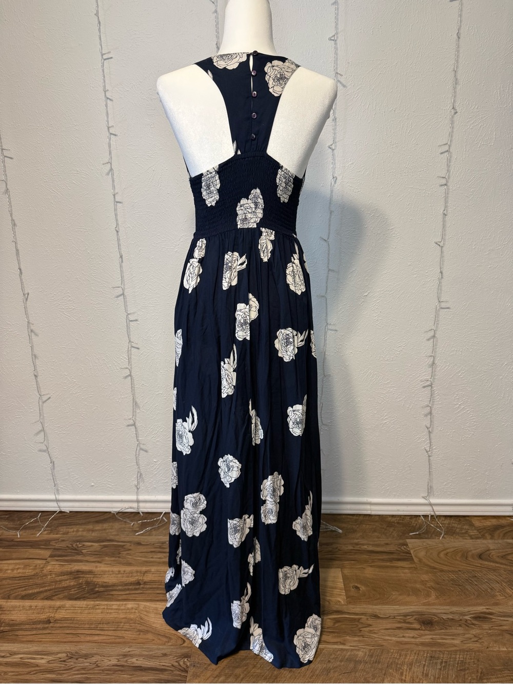 Japna Navy Maxi Dress with Floral Print - Picture 5 of 8